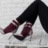 Inspire - Bordeaux & Snake print - Botine piele naturala