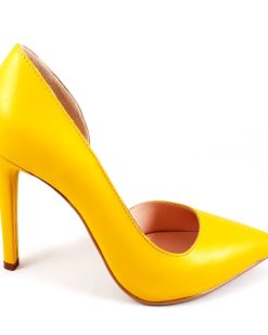 Hot Yellow Stiletto - Pantofi piele naturala - galben