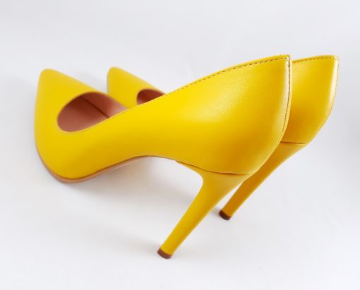 Hot Yellow Stiletto - Pantofi piele naturala - galben