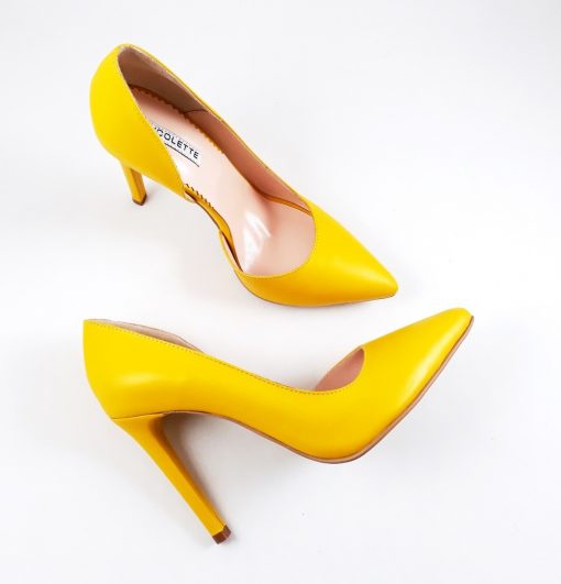 Hot Yellow Stiletto - Pantofi piele naturala - galben