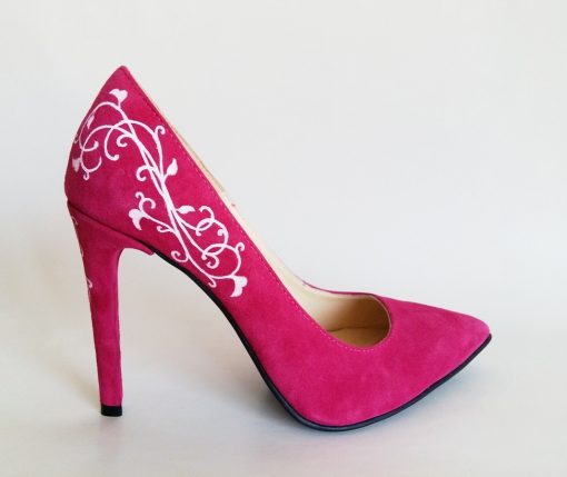 Pantofi pictati manual - fuchsia love