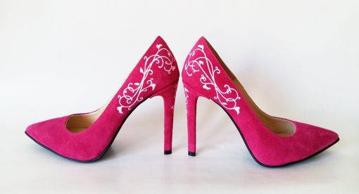 Pantofi pictati manual - fuchsia love