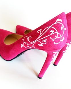 Pantofi pictati manual - fuchsia love