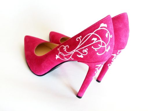 Pantofi pictati manual - fuchsia love