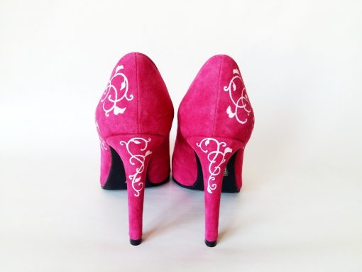 Pantofi pictati manual - fuchsia love