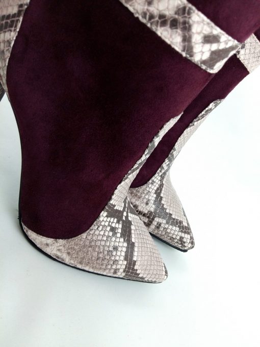 Inspire - Bordeaux & Snake print - Botine piele naturala