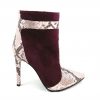 Inspire - Bordeaux & Snake print - Botine piele naturala