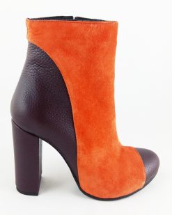 Wish - Orange & Dark Burgundy - Botine piele naturala