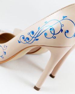Blue Feminity - Pantofi cu cristale, pictati manual