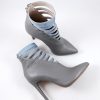 Muse - Botine stiletto piele naturala - Ice Grey