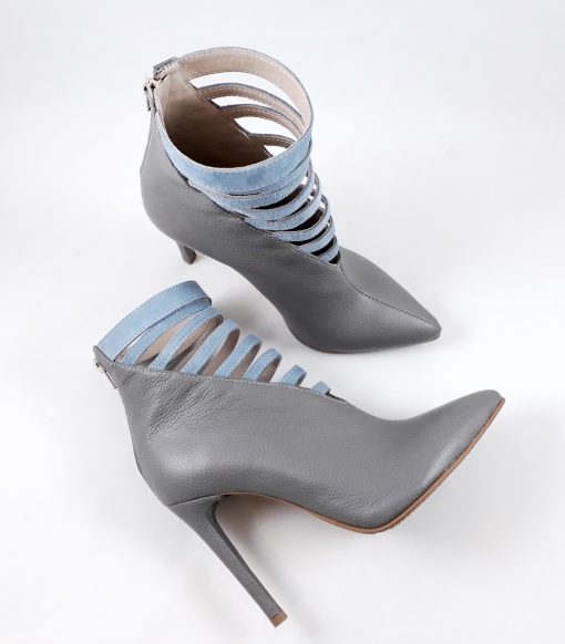 Muse - Botine stiletto piele naturala - Ice Grey