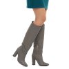 Rhea - Grey - Cizme lungi piele naturala