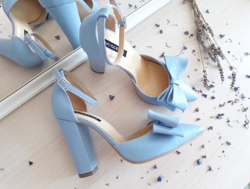 Chloe - Blue - Pantofi piele naturala