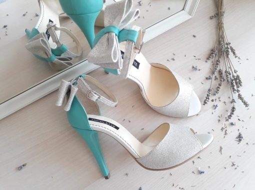 Marilyn - turquoise & glitter - sandale mireasa - piele naturala