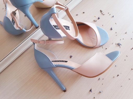 Celine - Pastel - sandale bleu & roz pudra - piele naturala