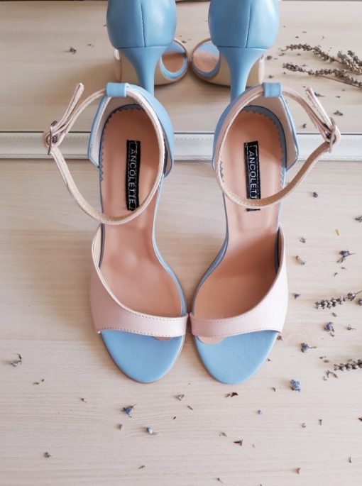 Celine - Pastel - sandale bleu & roz pudra - piele naturala