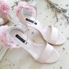 Blossom - Sandale romantice cu flori - roz pal - sandale mireasa, piele naturala