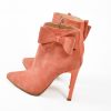 Eden - Botine elegante cu funde, peach, piele naturala