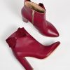 Eden - Botine elegante cu funde, bordeaux, piele naturala