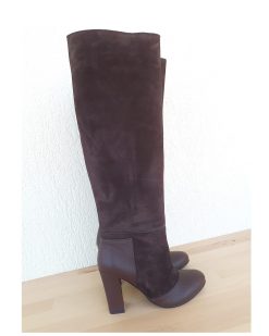 Rhea Chocolate - rotund - piele naturala