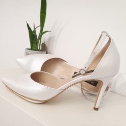 pantofi albi mireasa cu platforma piele naturala