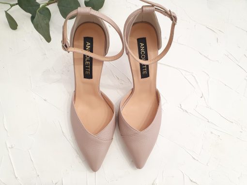 pantofi nude rose piele naturala