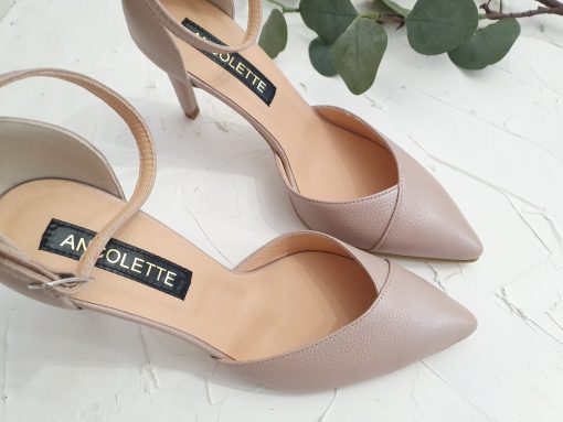 pantofi nude rose piele naturala