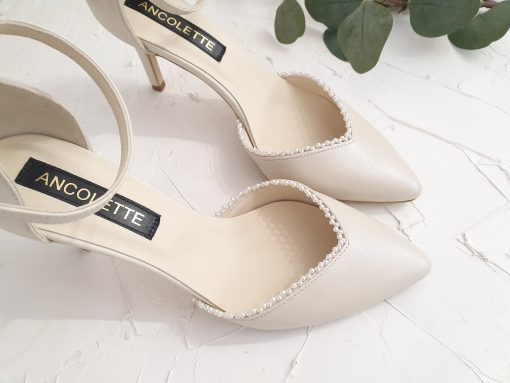 Pantofi mireasa ivory cu perlute Regina