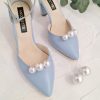 pantofi mireasa bleu cu perle