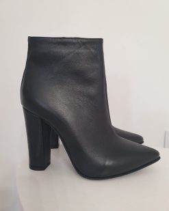 botine negre piele naturala