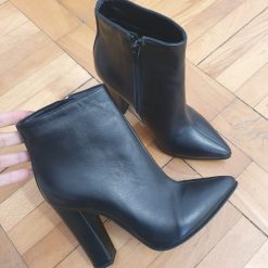 botine negre piele naturala