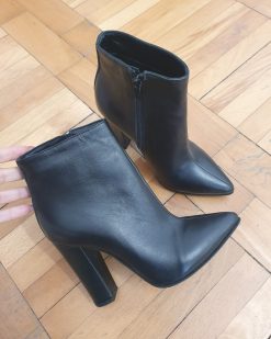 botine negre piele naturala