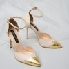 exquisite gold pantofi mireasa cu foita aurie