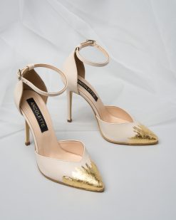 exquisite gold pantofi mireasa cu foita aurie