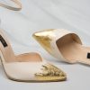 exquisite gold pantofi mireasa cu foita aurie