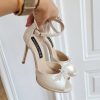 sandale mireasa crem cu accesorii