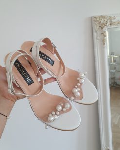 sandale mireasa cu perle
