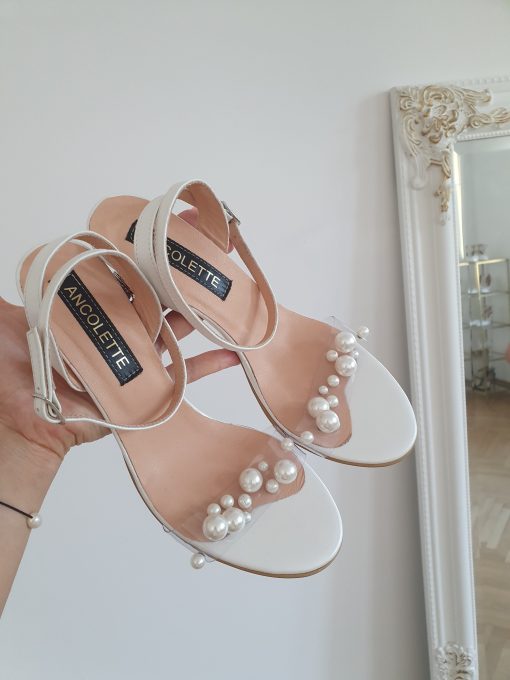 sandale mireasa cu perle