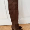 Selene cizme lungi peste genunchi maro piele intoarsa 1